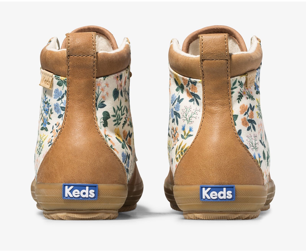 Keds Stiefel Damen Braun - Rifle Paper Co. Scout Leder Wildflower W/ Thinsulate - GRE-597421